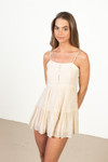 Natural Ruffle Tiered Mini Dress