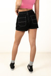 Black Contrast Seam Carpenter Shorts