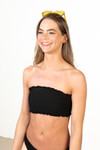 Black Textured Bandeau Bikini Top