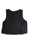 Black Linen Square Neck Crop Top