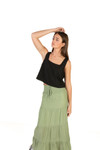 Black Linen Square Neck Crop Top