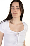 White Tie Front Ribbed Tee