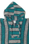 Vintage Teal Striped Artesanias Mickey Baja Hoodie 2793