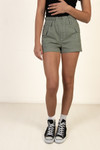 Olive Paperbag Waist Cargo Shorts