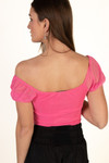 Pink Mesh Tie Up Milkmaid Top