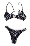 Black & White Floral Lace Trim Bikini Bottom