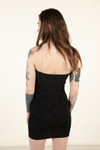 Black Jacquard Bustier Clear Straps Mini Dress