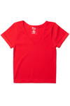 Red Seamless V Neck Tee