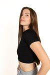 Black Seamless Crop Shirt