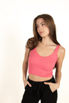 Pink Seamless Crop V Tank