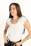 White Satin Bow Ribbed Shirt