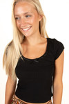 Black Satin Bow Ribbed Shirt