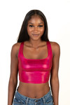 Hot Pink Shiny Crop Tank