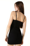 Black Lace Trim Ribbed Mini Dress