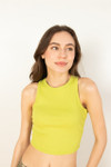 Lime Ribbed Crop Tank