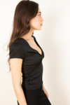 Black Plunge V Neck Tee