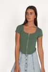 Jade Green Zip Front Tee