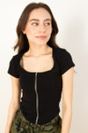 Black Zip Front Tee