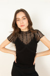 Black Lace Tee With Cami Set