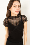 Black Lace Tee With Cami Set