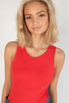 Red Doubled Layered Tank Bodysuit