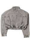 Gray Cropped Acid Wash Denim Jacket