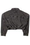 Black Cropped Acid Wash Denim Jacket
