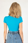 Azure Ribbed Crop Shirt