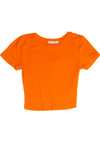 Orange Ribbed Crop Shirt