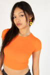 Orange Ribbed Crop Shirt