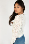 Ivory Bell Sleeve Pointelle Cardigan