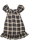 Onyx Plaid Puff Sleeve Babydoll Dress