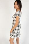 Granite Plaid Puff Sleeve Babydoll Dress