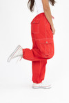 Cherry Red Heavy Weight Cargo Joggers