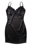 Black Lace Trim Satin Slip Dress