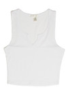 White Sleeveless Notch Neck Shirt