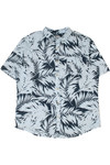 Blue Contrast Palm Leaf Hawaiian Shirt