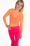 Neon Orange Mesh Long Sleeve