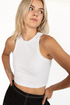 White Ribbed Crew Tank