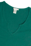 Green Notched Ribbed Crop Tee