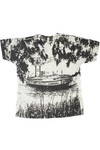 Vintage Riverboat Scene All Over Print Single Stitch T-Shirt