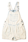 Light Acid Wash Pleated Denim Overall Shorts