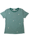 Jewel Green Striped Daisy Tee