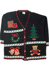 Vintage Shimmery Gold Detail Ugly Christmas Cardigan Sweater 59547