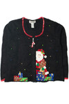 Vintage Sequin Santa Ugly Christmas Zip-Up Cardigan Sweater