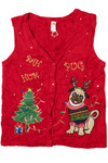 "Bah Hum Pug" Ugly Christmas Sweater Vest 61330