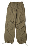 Olive Drawstring Cargo Parachute Pants