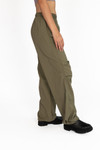 Olive Drawstring Cargo Parachute Pants