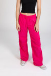 Hot Pink Drawstring Cargo Parachute Pants