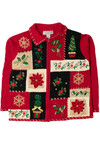 Poinsettia Ugly Christmas Zip-Up Cardigan Sweater 61389